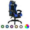 VidaXL Racestoel Met RGB LED-verlichting Kunstleer Blauw En Zwart -Woonmeubelwinkel 1000056054