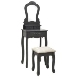 VidaXL Kaptafelset Met Kruk 50x59x136 Cm Paulowniahout Grijs