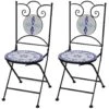 VidaXL Bistrostoelen Inklapbaar 2 St Keramiek Blauw En Wit