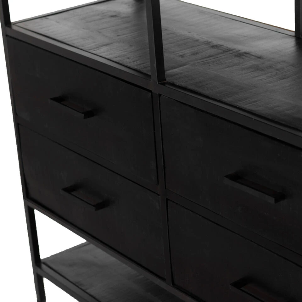 Giga Meubel Vakkenkast Industrieel Zwart - Mangohout & IJzer 6 Giga Meubel Vakkenkast Industrieel Zwart - Mangohout & IJzer - Afbeelding 4