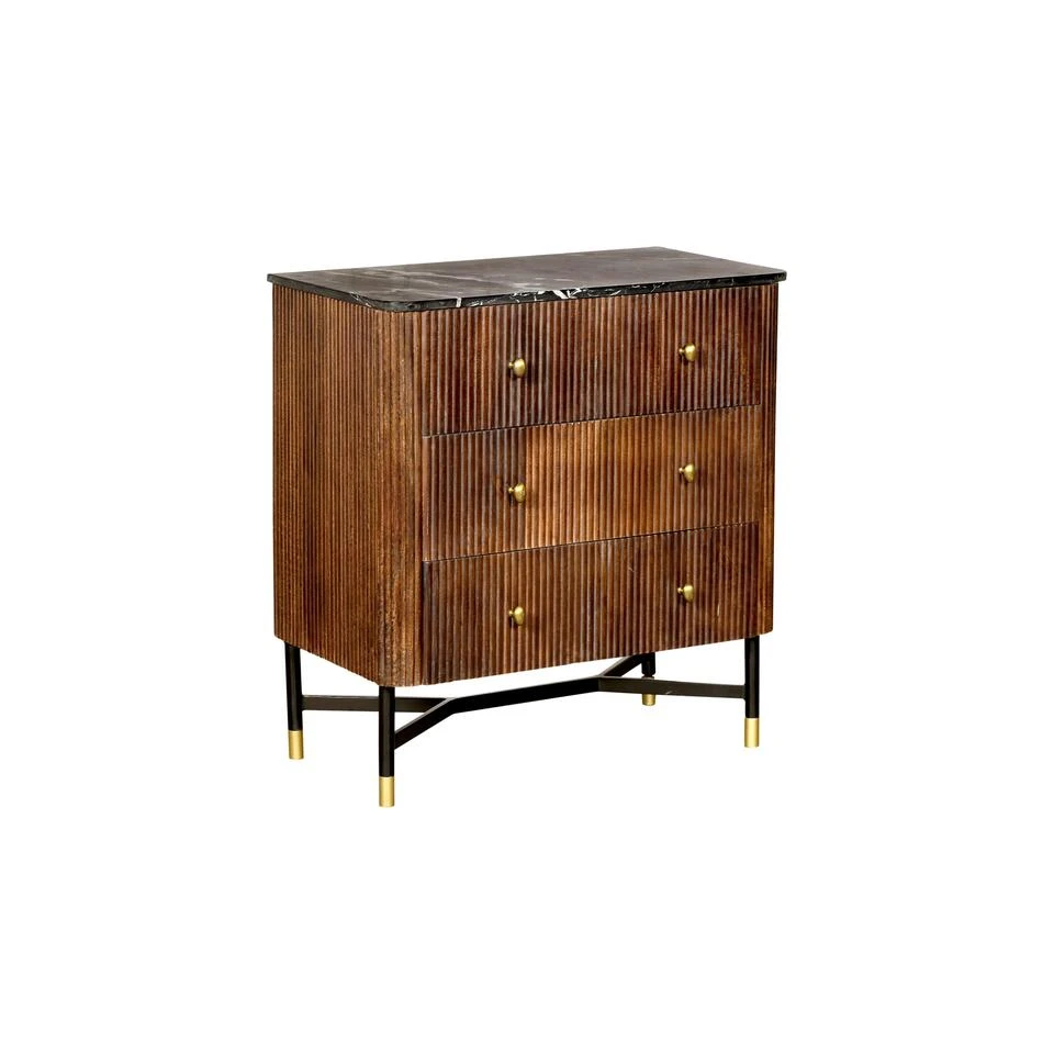 Giga Meubel Sidetable Bruin Mangohout - Zwart Marmer - 75cm - Japandi 5 Giga Meubel Sidetable Bruin Mangohout - Zwart Marmer - 75cm - Japandi - Afbeelding 3