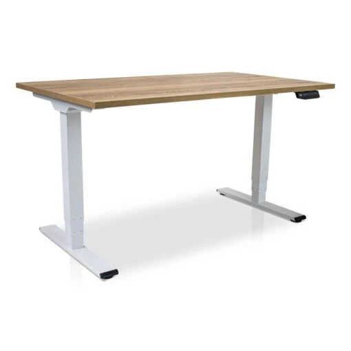 MRC COMFORT Elektrisch ARBO Zit-sta Bureau - 120x80cm - Wit - Robuust Eiken
