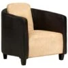 VidaXL Fauteuil Echt Leer Tan En Zwart 2 VidaXL Fauteuil Echt Leer Tan En Zwart -Woonmeubelwinkel 1000059156