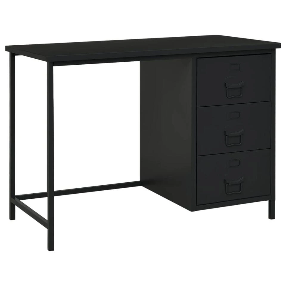 VidaXL Bureau Industrieel Met Lades 105x52x75 Cm Staal Zwart 3 VidaXL Bureau Industrieel Met Lades 105x52x75 Cm Staal Zwart
