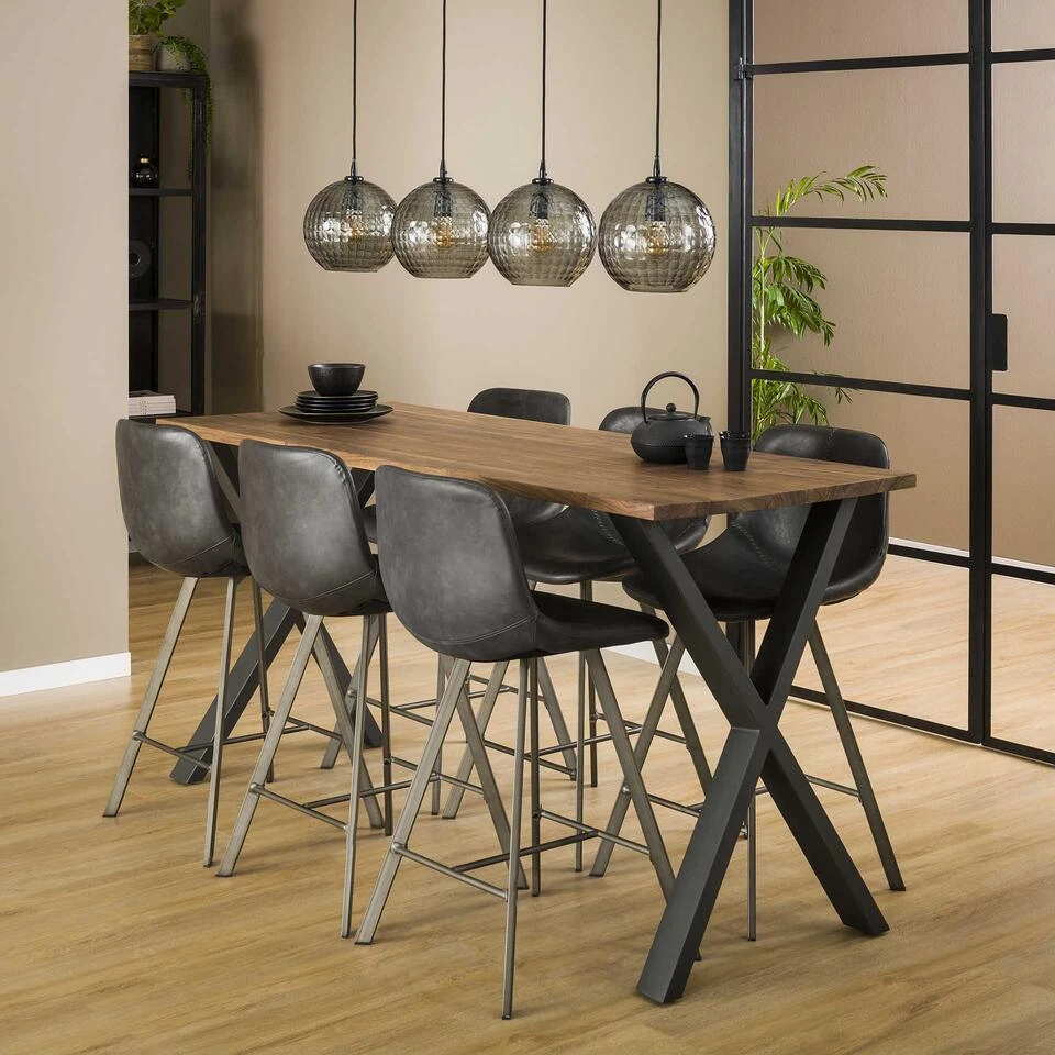 Hoyz - Bartafel Daytona - Massief Saja Notenhout - Naturel - X-frame - 180x80x92 4 Hoyz - Bartafel Daytona - Massief Saja Notenhout - Naturel - X-frame - 180x80x92 - Afbeelding 2