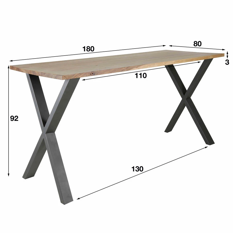 Hoyz - Bartafel Daytona - Massief Saja Notenhout - Naturel - X-frame - 180x80x92 6 Hoyz - Bartafel Daytona - Massief Saja Notenhout - Naturel - X-frame - 180x80x92 - Afbeelding 4