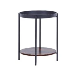 Beliani Bijzettafel BORDEN - Zwart Ijzer