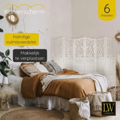 LW Collection Kamerscherm 6 Panelen Wit 170X240CM - Paravent - Scheidingswand 8 LW Collection Kamerscherm 6 Panelen Wit 170X240CM - Paravent - Scheidingswand -Woonmeubelwinkel 1000061454 0102