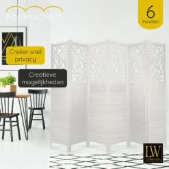 LW Collection Kamerscherm 6 Panelen Wit 170X240CM - Paravent - Scheidingswand 9 LW Collection Kamerscherm 6 Panelen Wit 170X240CM - Paravent - Scheidingswand -Woonmeubelwinkel 1000061454 0103