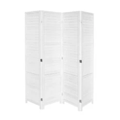 LW Collection Kamerscherm 4 Panelen Wit Hout 170x160cm - Paravent - Scheidingswa
