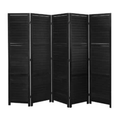 LW Collection Kamerscherm 5 Panelen Zwart Hout 170X200CM - Paravent - Scheidings