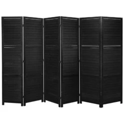 LW Collection Kamerscherm 6 Panelen Zwart Hout 170x240cm - Paravent - Scheidings