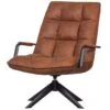 WOOOD Jouke Draaifauteuil Met Armleuning - Kunstleer - Cognac - 96x70x85 -Woonmeubelwinkel 1000062312