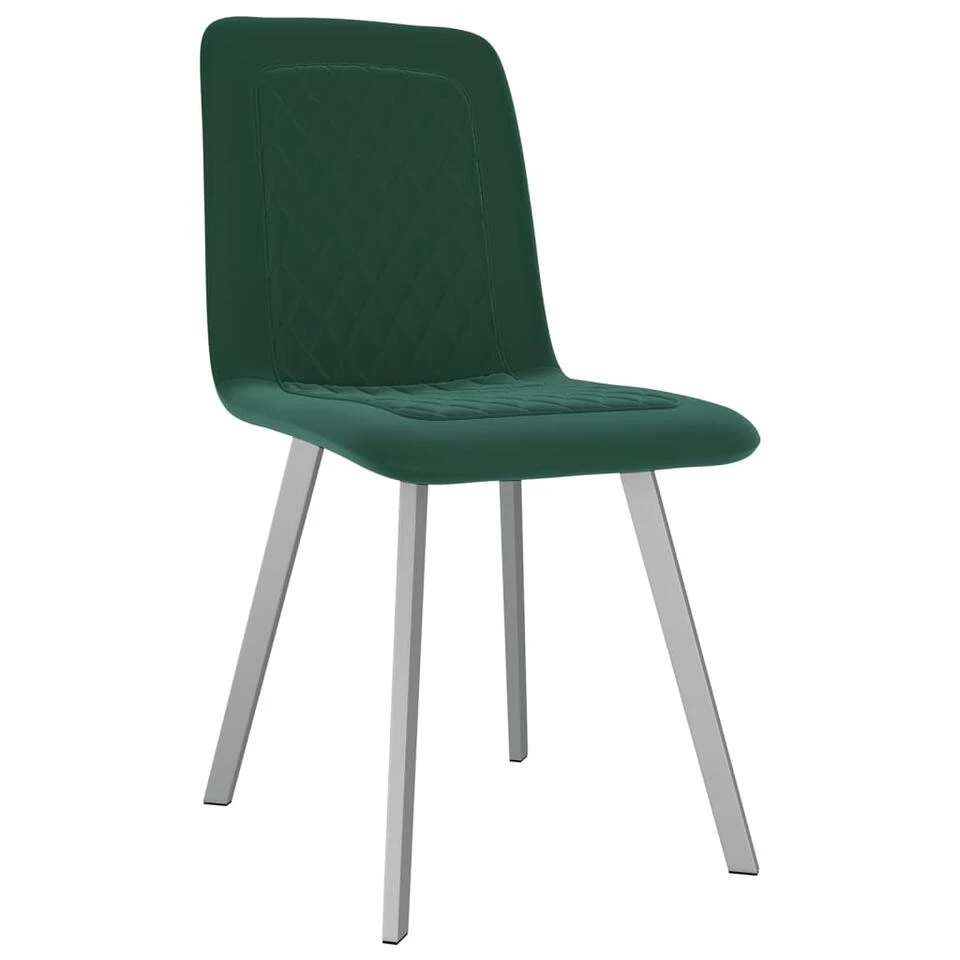 VidaXL Eetkamerstoelen 2 St Fluweel Groen 3 VidaXL Eetkamerstoelen 2 St Fluweel Groen - Afbeelding 2