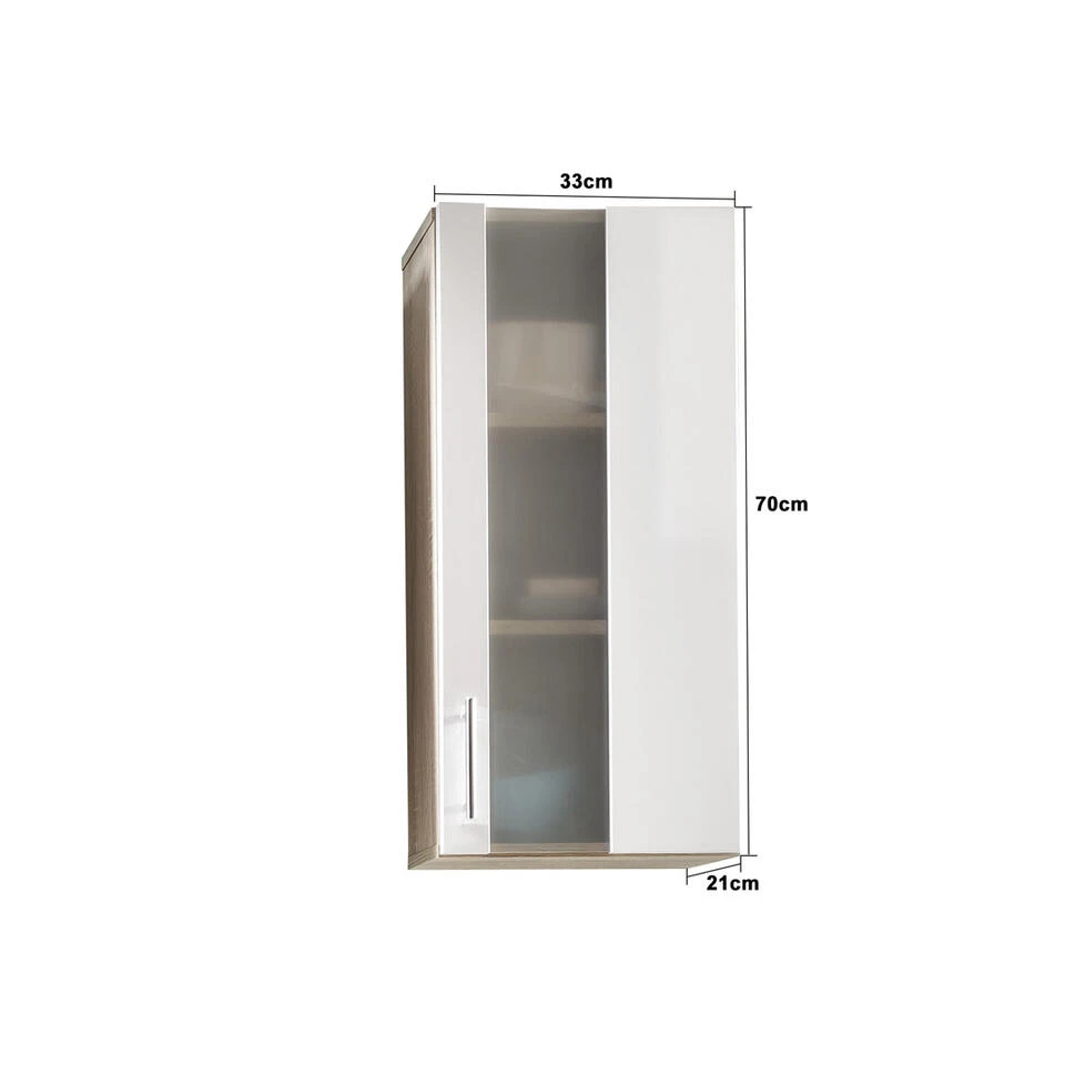 Hioshop Badkamerkast Porto Mdf - Wit 4 Hioshop Badkamerkast Porto Mdf - Wit - Afbeelding 2