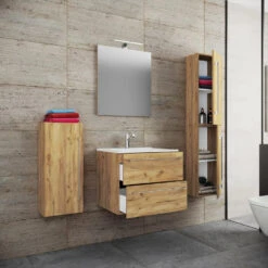 Hioshop Badkamer Badinos Mdf - 60 Cm - Bruin -Woonmeubelwinkel 1000062918 0110