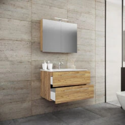 Hioshop Badkamer Badinos Mdf - 80 Cm - Bruin -Woonmeubelwinkel 1000062949 0110