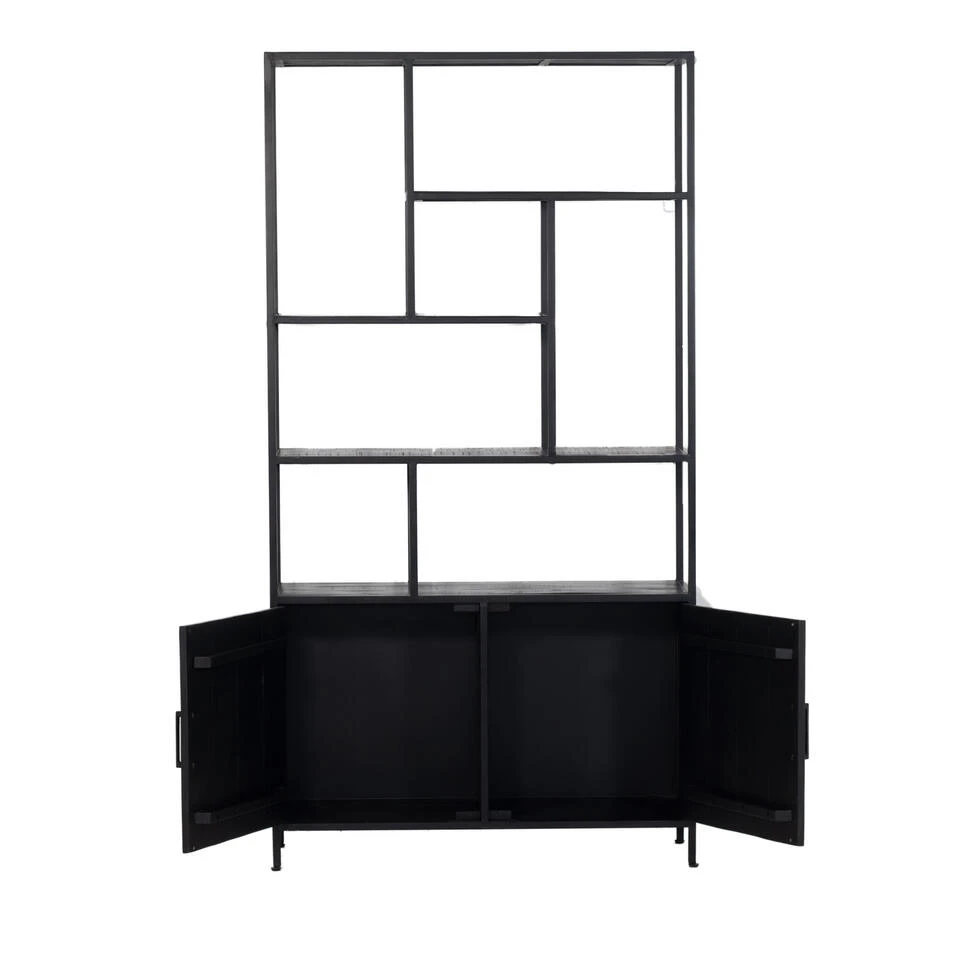 Giga Meubel Vakkenkast Zwart Mangohout - 110x210cm - Kast Brooke XL 6 Giga Meubel Vakkenkast Zwart Mangohout - 110x210cm - Kast Brooke XL - Afbeelding 4