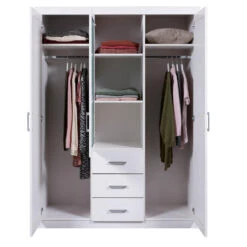 Hioshop Kledingkast Gerpa Hout - Wit -Woonmeubelwinkel 1000064531 0111