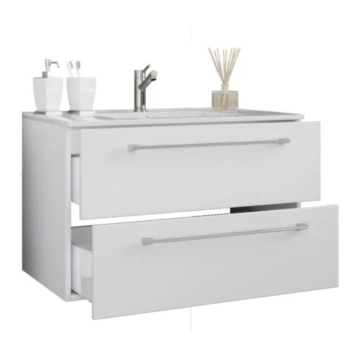 Hioshop Wastafel Badinos Mdf - 80 Cm - Wit