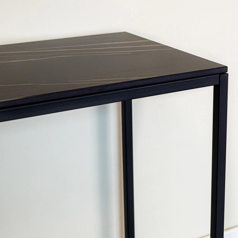 Sidetable Fien Marmer Zwart 40x100 Cm - 40x100x70 Cm - Stoneware - Zwart 6 Sidetable Fien Marmer Zwart 40x100 Cm - 40x100x70 Cm - Stoneware - Zwart - Afbeelding 4