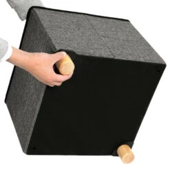 ACAZA Poef - Opvouwbaar - Met Poten - Stof - 38 Cm - Donkergrijs -Woonmeubelwinkel 1000068047 0103