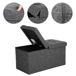 ACAZA Poef - Opvouwbaar - Zonder Poten - Stof - 76 Cm - Donkergrijs -Woonmeubelwinkel 1000068052 0102