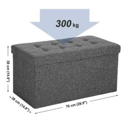 ACAZA Poef - Opvouwbaar - Zonder Poten - Stof - 76 Cm - Donkergrijs -Woonmeubelwinkel 1000068052 0103