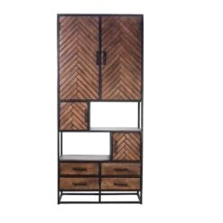 Giga Meubel Vakkenkast Visgraat Bruin - Mangohout - 90x40x200cm - Isa 9 Giga Meubel Vakkenkast Visgraat Bruin - Mangohout - 90x40x200cm - Isa -Woonmeubelwinkel 1000068533 0103