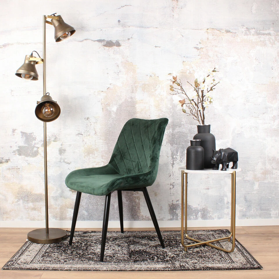 DS4U® Benito Eetkamerstoel 2.0 - Stof - Groen 4 DS4U® Benito Eetkamerstoel 2.0 - Stof - Groen - Afbeelding 2