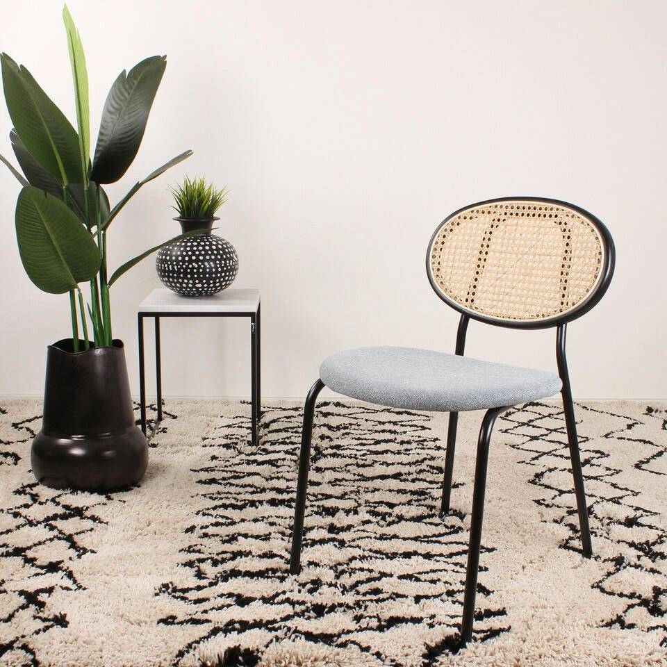 DS4U® Cherry Eetkamerstoel Naturel/blauw - Stof - Blauw 4 DS4U® Cherry Eetkamerstoel Naturel/blauw - Stof - Blauw - Afbeelding 2