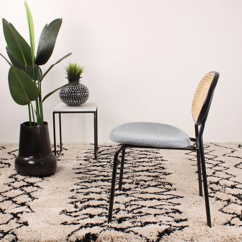 DS4U® Cherry Eetkamerstoel Naturel/blauw - Stof - Blauw 5 DS4U® Cherry Eetkamerstoel Naturel/blauw - Stof - Blauw - Afbeelding 3