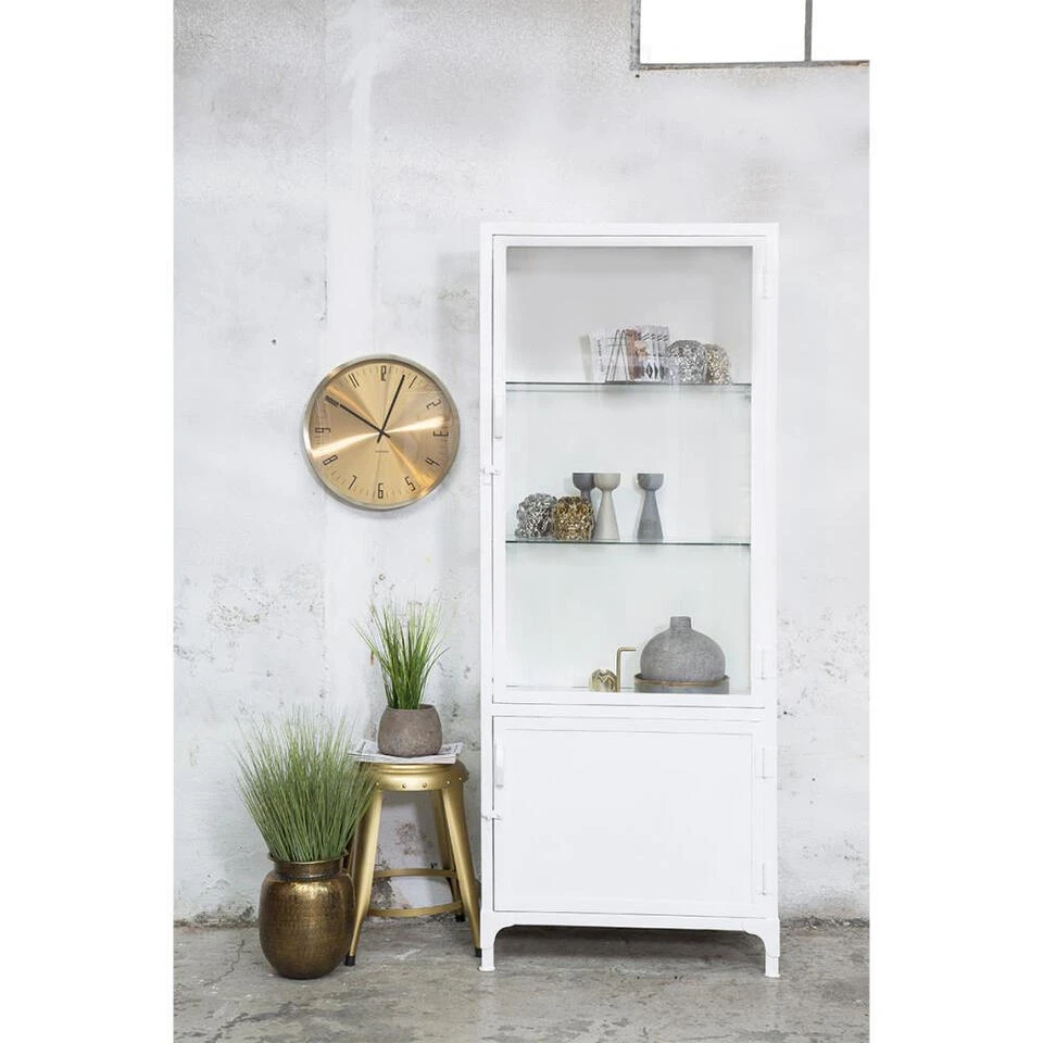 Giga Meubel Vitrinekast Metaal Wit - 75x42x190cm - Kast Vintage Lab 5 Giga Meubel Vitrinekast Metaal Wit - 75x42x190cm - Kast Vintage Lab - Afbeelding 3