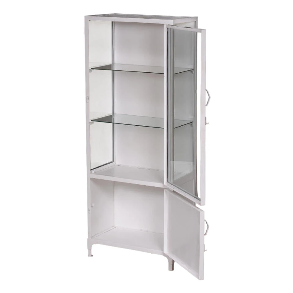 Giga Meubel Vitrinekast Metaal Wit - 75x42x190cm - Kast Vintage Lab 6 Giga Meubel Vitrinekast Metaal Wit - 75x42x190cm - Kast Vintage Lab - Afbeelding 4