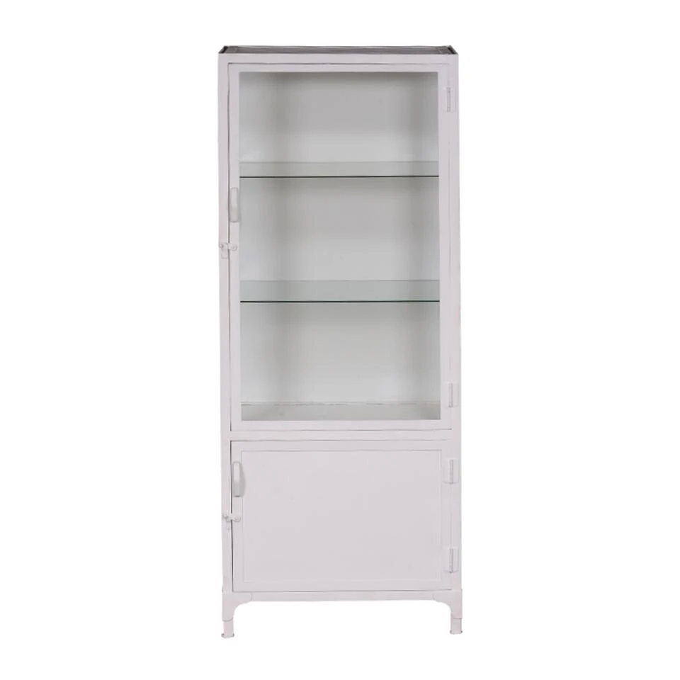 Giga Meubel Vitrinekast Metaal Wit - 75x42x190cm - Kast Vintage Lab 3 Giga Meubel Vitrinekast Metaal Wit - 75x42x190cm - Kast Vintage Lab