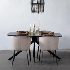 Giga Meubel Eettafel Deens Ovaal Zwart 200cm - Mangohout - Tafel Batti -Woonmeubelwinkel 1000072793 0102