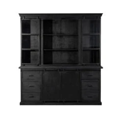 Buffetkast Denver Black 200x220cm Recht - Mangohout - Zwart - Rechthoekig -Woonmeubelwinkel 1000073506 0101
