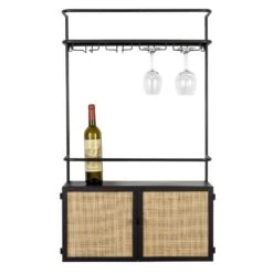 Puur Bjerka Wijnrek MDF/rattan - Hout - Bruin