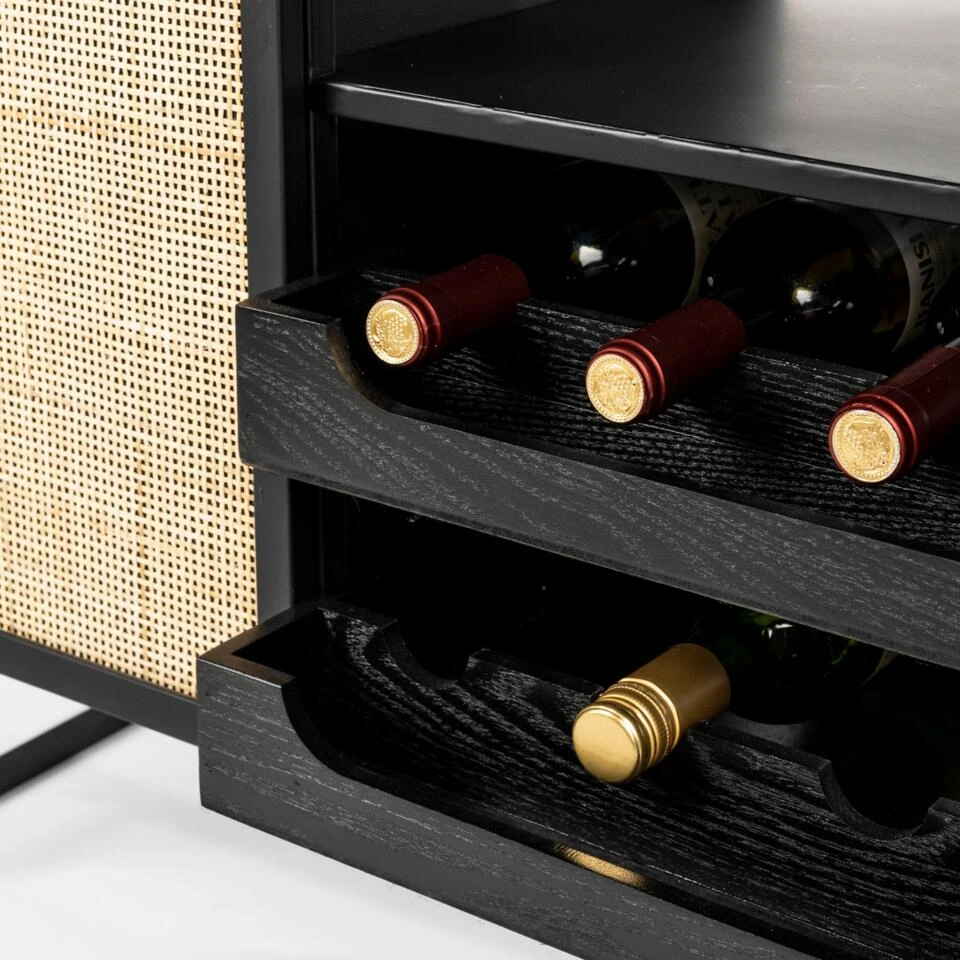 Puur Bjerka Wijnkast Laag - Hout - Bruin 6 Puur Bjerka Wijnkast Laag - Hout - Bruin - Afbeelding 4