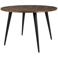 Puur Mora Eettafel Rond - Hout - Bruin -Woonmeubelwinkel 1000074238 0101