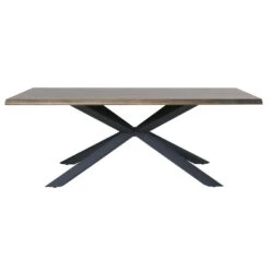 Giga Meubel Eettafel 200cm - Smoked & Zwart - Rechthoekig - Tafel Arno