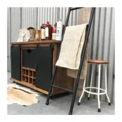 Rootsmann Dressoir Met Schuifdeur En Wijnrek - Bruin - Hout 8 Rootsmann Dressoir Met Schuifdeur En Wijnrek - Bruin - Hout -Woonmeubelwinkel 1000074628 0102