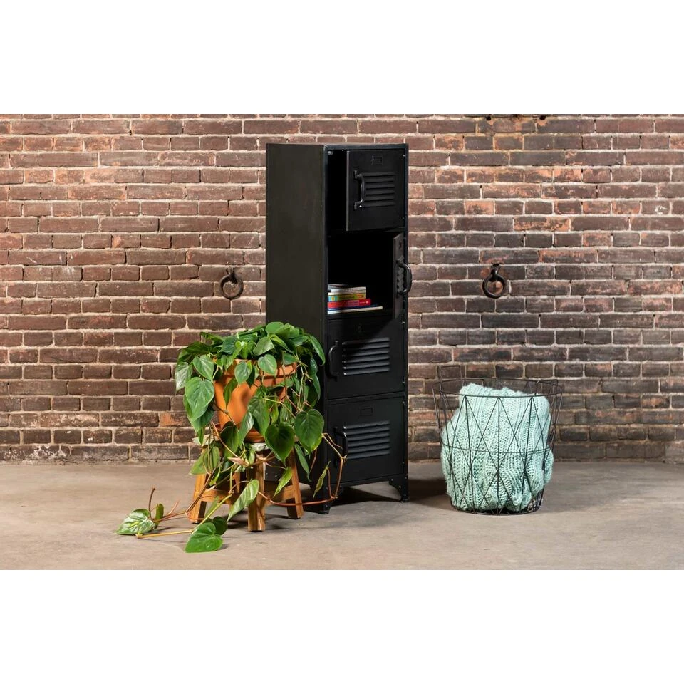 Rootsmann Lockerkast Zwart - Locker Met 4 Deuren - Metaal 4 Rootsmann Lockerkast Zwart - Locker Met 4 Deuren - Metaal - Afbeelding 2