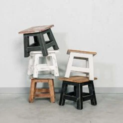 Rootsmann Houten Krukje - Wit - Hout -Woonmeubelwinkel 1000074652 0102