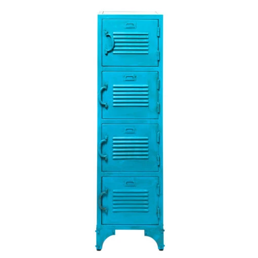 Rootsmann Lockerkast Blauw - Locker Met 4 Deuren - Metaal