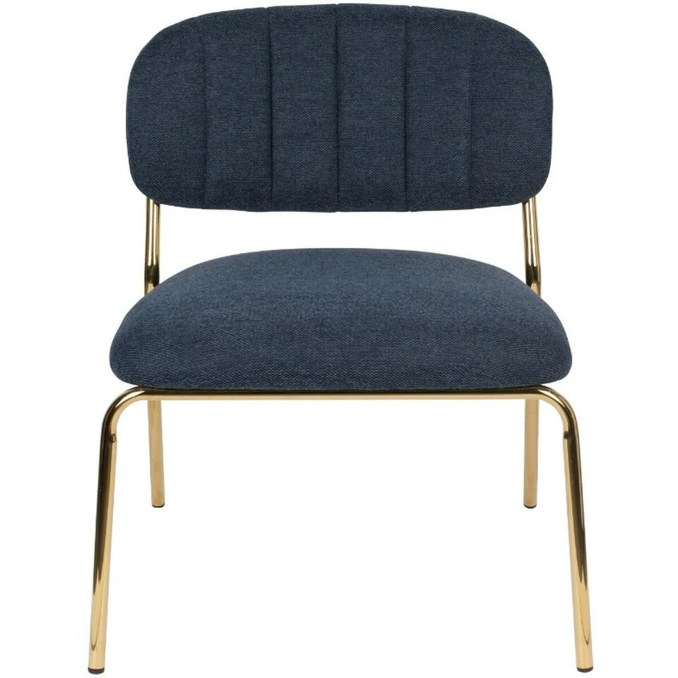 Puur Viken Fauteuil Donkerblauw/goud - Stof - Blauw 5 Puur Viken Fauteuil Donkerblauw/goud - Stof - Blauw - Afbeelding 3