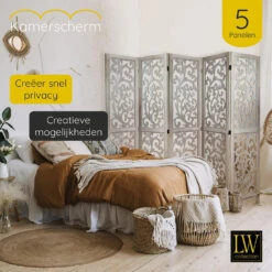 LW Collection Kamerscherm 5 Panelen Bruin 170X200CM - Paravent - Scheidingswand 9 LW Collection Kamerscherm 5 Panelen Bruin 170X200CM - Paravent - Scheidingswand -Woonmeubelwinkel 1000078135 0103