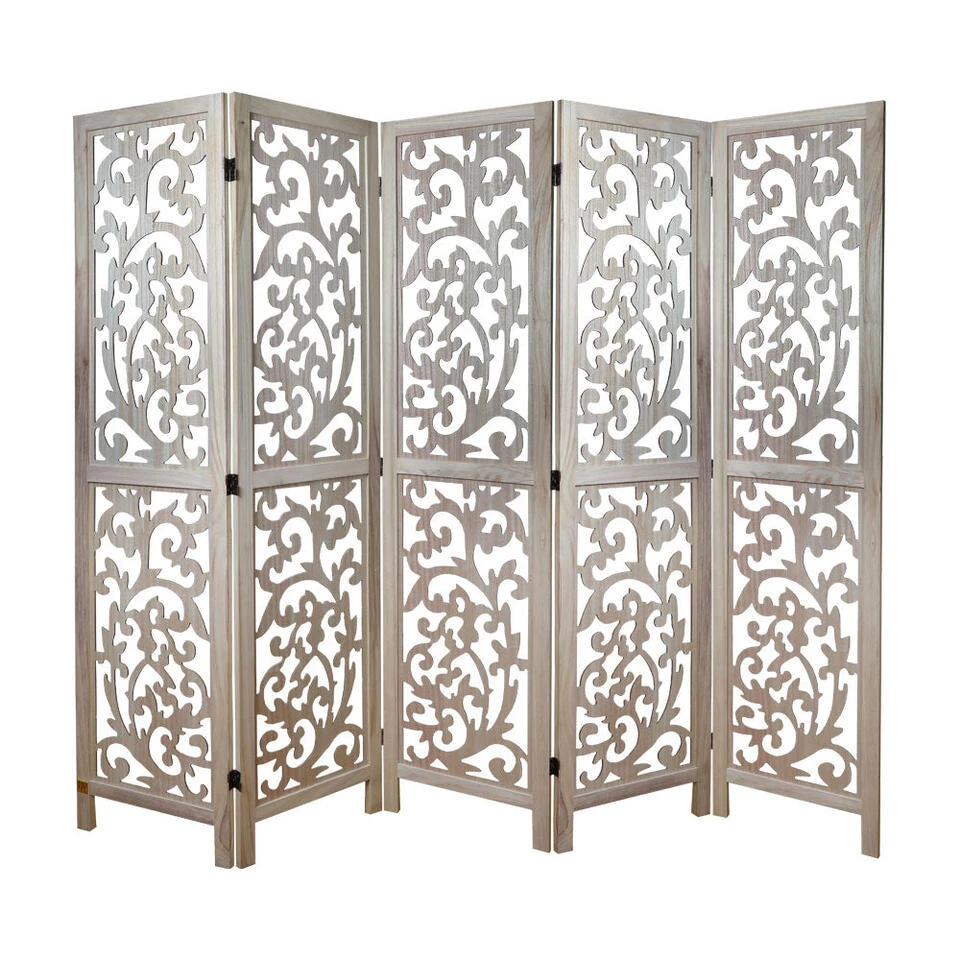 LW Collection Kamerscherm 5 Panelen Bruin 170X200CM - Paravent - Scheidingswand 3 LW Collection Kamerscherm 5 Panelen Bruin 170X200CM - Paravent - Scheidingswand