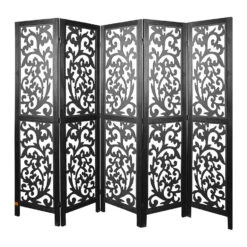 LW Collection Kamerscherm 5 Panelen Zwart 170X200CM - Paravent - Scheidingswand