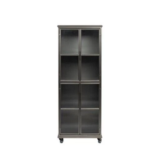 Giga Meubel Vitrinekast Zwart - 4 Planken - Metaal - Kast Jiro